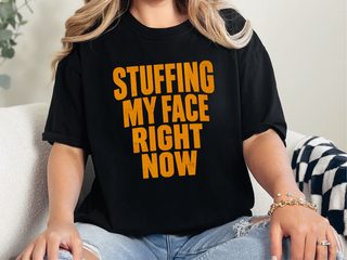 Stuffing My Face Brown Lettering funny shirt - photo 2