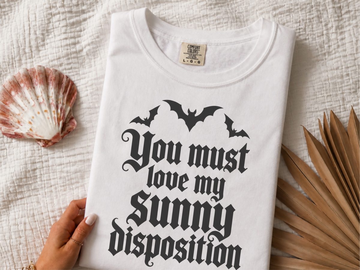 Sunny Disposition Gothic Bats Halloween Bats Top Funny Sarcastic Tee