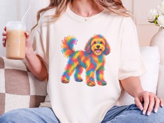 Rainbow Scribble Cavapoo Dog doodle dog shirt - photo 8