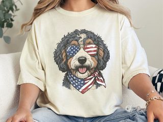 Patriotic Bernedoodle Dog Portrait doodle dog shirt - photo 6