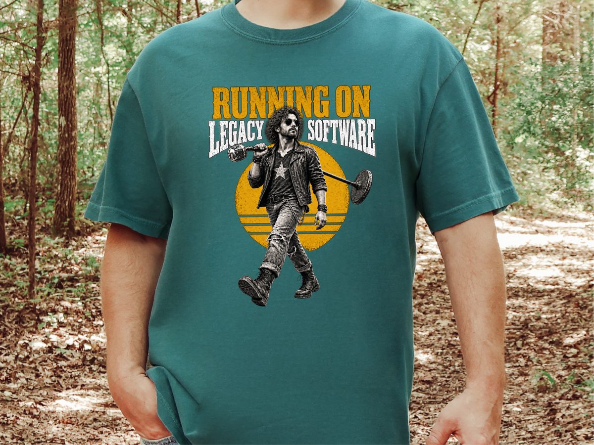Rocker Running On Legacy Software Vintage Rocker Tee Coder Shirt