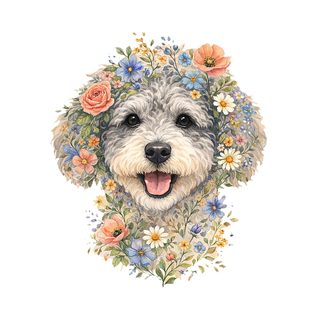 Schnoodle Floral Face Watercolor Dog Art Portrait Gift for Pet Lovers doodle dog shirt
