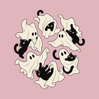 Playful Ghost Sheet Black Cats Ghost Cat Shirt Spooky Halloween Tee