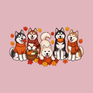 Autumn Huskies Fall Gathering Comfort Colors Heavyweight T-Shirt