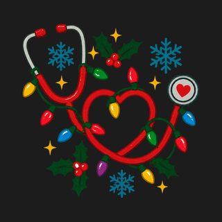 Christmas Stethoscope Heart Lights Nurse Shirt - Festive Medical Tee
