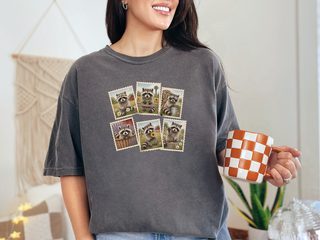 Cool Raccoon Postage Stamps Collage funny shirt - photo 3