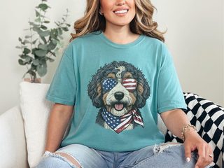 Patriotic Bernedoodle Dog Portrait doodle dog shirt - photo 8