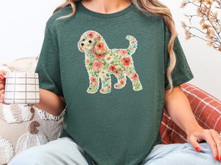Cavapoo Floral Silhouette doodle dog shirt - photo 4