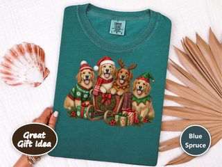 Golden Retrievers Christmas Sleigh doodle dog shirt - photo 8