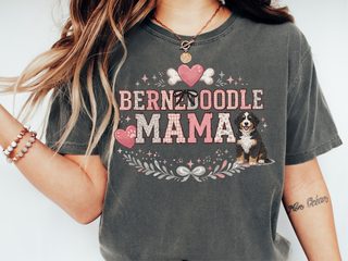 Comfort Colors Bernedoodle Mama Heart Dog Bone Crest doodle dog shirt - photo 2