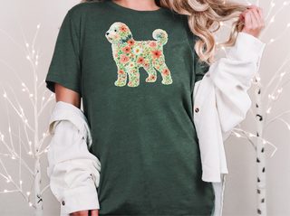 Floral Sheepadoodle Silhouette doodle dog shirt - photo 3