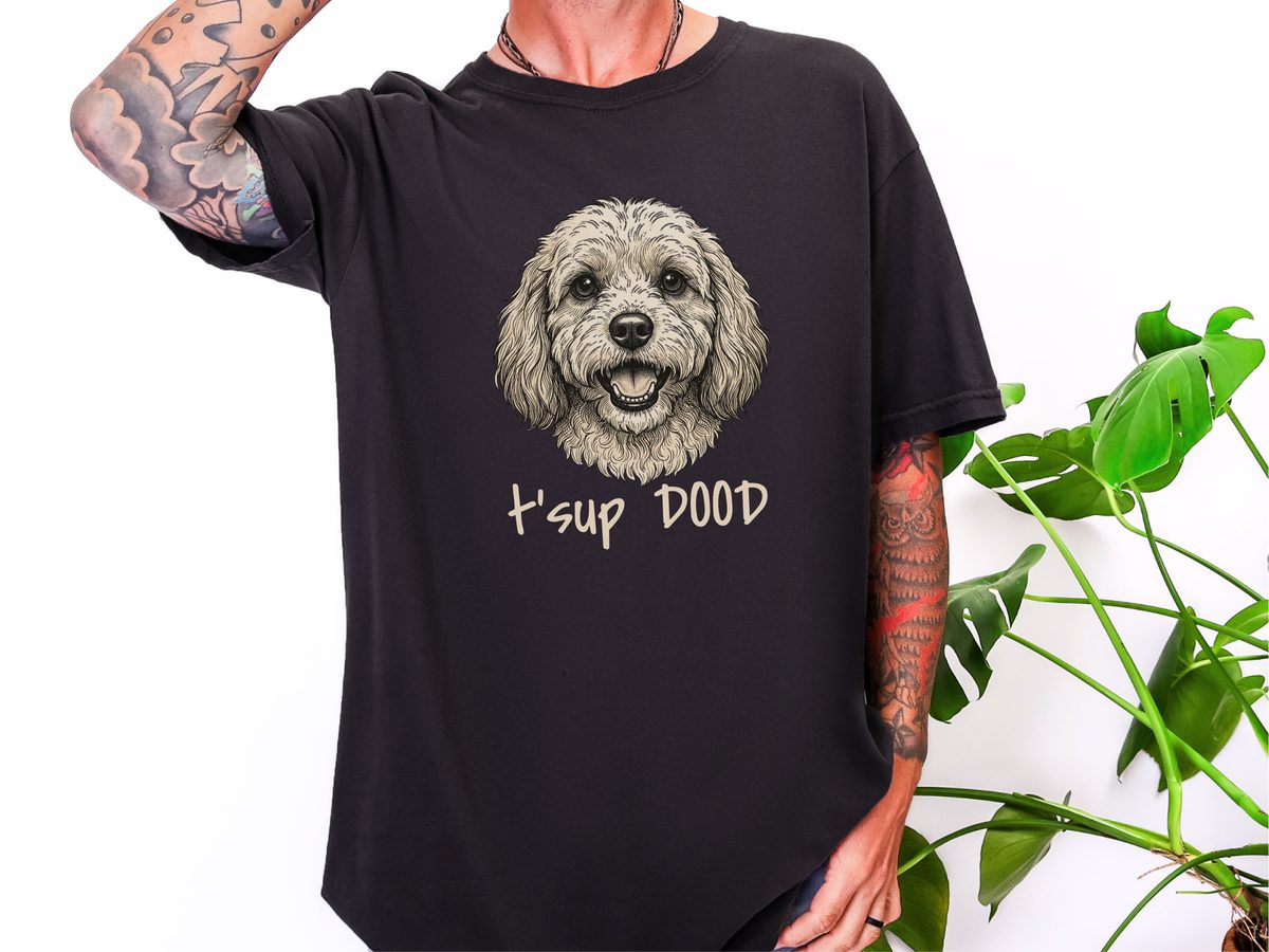 Cavapoo Tsup Dood Vintage Wash Garment Dyed Unisex Crew Neck Tee