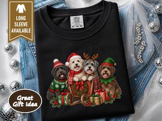 Schnoodle Christmas Sleigh Dogs doodle dog shirt - photo 1