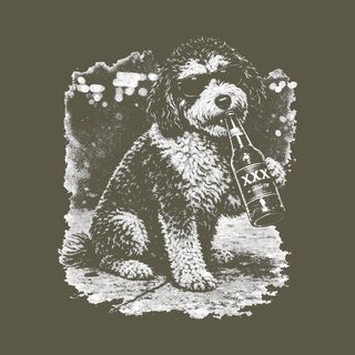 Bernedoodle drinking Beer Funny Dog Lover Vintage Cartoon T-Shirt