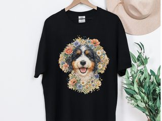 Comfort Colors Bernedoodle Floral Crown Portrait doodle dog shirt - photo 2