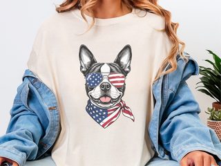 Patriotic Boston Terrier Sunglasses doodle dog shirt - photo 8