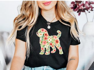 Golden Doodle Floral Silhouette doodle dog shirt - photo 1