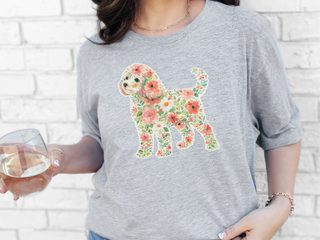 Cavapoo Floral Silhouette doodle dog shirt - photo 3