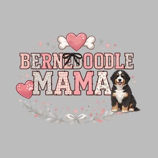 Bernedoodle Mama Heart Dog Bone Crest Vintage Style T-Shirt Gift