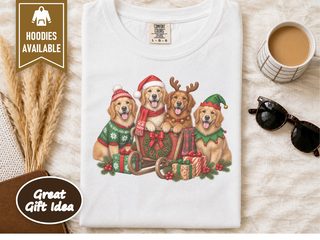 Golden Retrievers Christmas Sleigh doodle dog shirt - photo 1