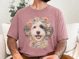 Sheepadoodle Floral Face doodle dog shirt - photo 7