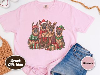 German Shepherd Christmas Sleigh doodle dog shirt - photo 2