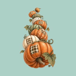 Stacked Patchwork Pumpkins Watercolor Boho Pumpkin Tee