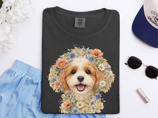 Comfort Colors Cavapoo Floral Face doodle dog shirt - photo 3