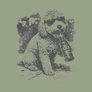 Golden Doodle Drinking Beer Funny Dog T-Shirt with Sunglasses & Beer