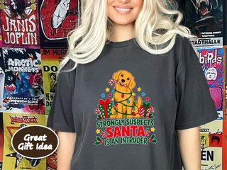 Golden Retriever Santa Intruder doodle dog shirt - photo 3
