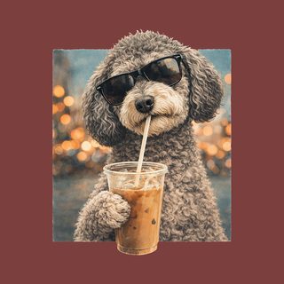 Trendy Schnoodle Drinking Iced Coffee Cool Dog Lover T-Shirt