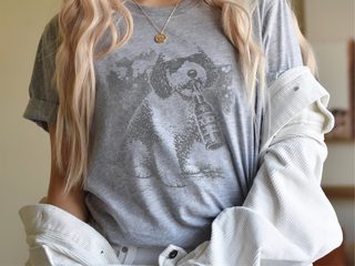 Sheepadoodle Drinking Beer doodle dog shirt - photo 2