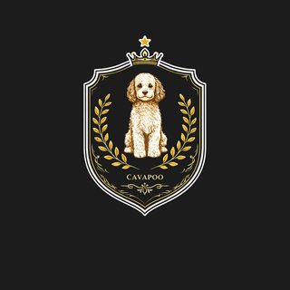 Royal Cavapoo Dog Crest T-Shirt - Vintage Crown & Laurel Wreath Art
