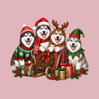 Siberian Husky Christmas Sled Graphic Dog Breed Christmas Shirt