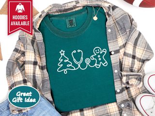 Christmas Tree Stethoscope Gingerbread Man funny shirt - photo 7