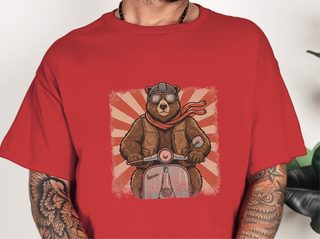 Bear on a Vespa funny shirt - photo 1