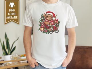 Highland Cow Christmas Sleigh doodle dog shirt - photo 1