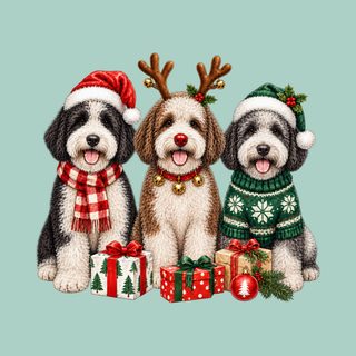 Three Sheepadoodle Christmas Dogs Holiday Dog Christmas Shirt