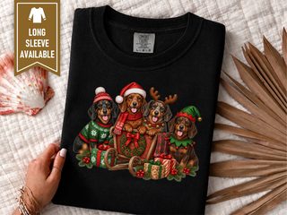 Christmas Dachshund Dogs Sleigh doodle dog shirt - photo 1