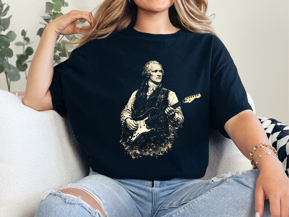 Alexander Hamilton Electric Guitar Vintage Print Historical Music Tee