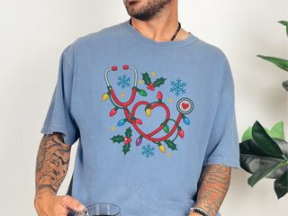 Christmas Stethoscope Heart Lights funny shirt - photo 6