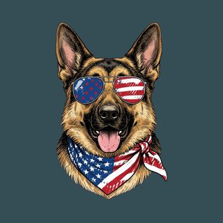 Patriotic German Shepherd Portrait T-Shirt for Shepherd Dog Lover