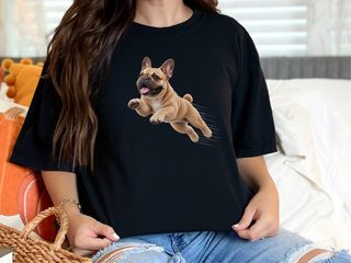 Jumping French Bulldog Speed Lines doodle dog shirt - photo 5