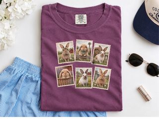 Vintage Bunny Postage Stamps funny shirt - photo 7