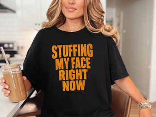 Stuffing My Face Brown Lettering funny shirt - photo 3