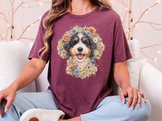 Bernedoodle Floral Crown Portrait doodle dog shirt - photo 6