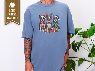 Three Boston Terriers Christmas doodle dog shirt - photo 8