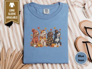 Colorful Autumn Cockapoo Lineup doodle dog shirt - photo 6