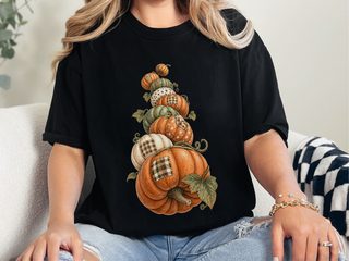 Stacked Patchwork Pumpkins Watercolor funny shirt - photo 4