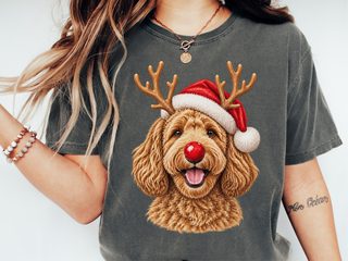 Labradoodle Reindeer Red Nose doodle dog shirt - photo 1